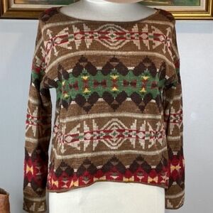 Ralph Lauren Denim & Supply Southwestern printed boat neck sweater Brown Medium